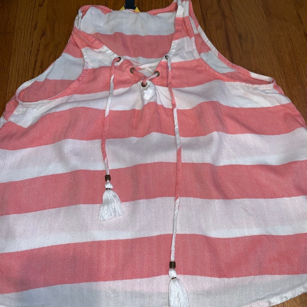 pink and white striped tank top